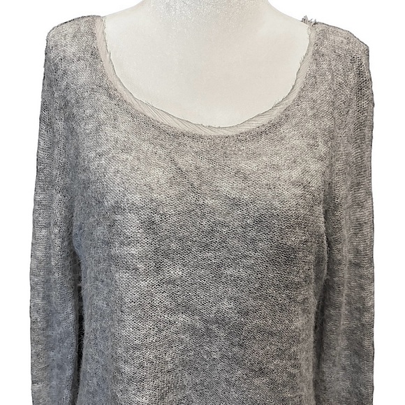 Anthropologie Knitted & Knotted Irina Tiered Alpaca Wool Knit Gray Sweater Large - Picture 2 of 10
